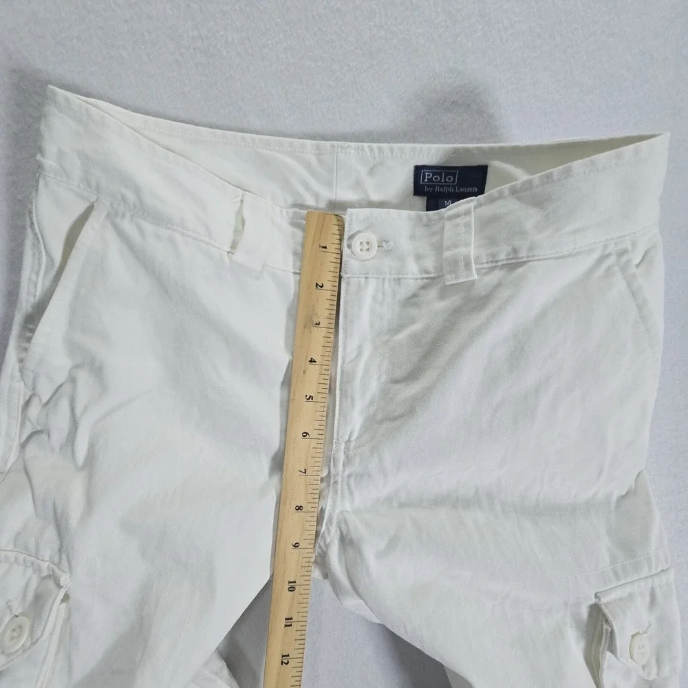 Polo Ralph Lauren Shorts Cargo Boys Size 14 Vintage White Waist 28in Inseam 10in